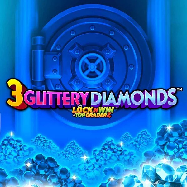 Slots logo of 3 Glittery Diamonds from PearFiction Studios at Spinko Casino